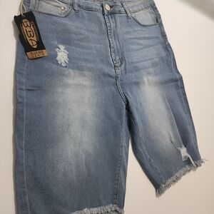 Women's Distressed Blue Jean Shorts